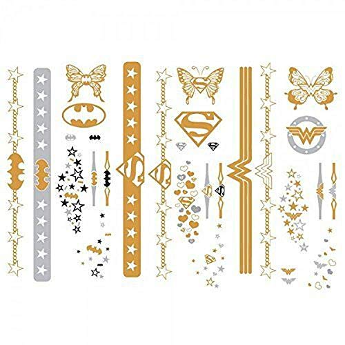 DC Comics Superman Batman Wonder Woman Temporary Tattoo Sheets 3-Packs