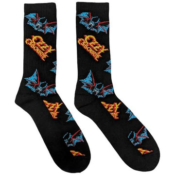 Ozzy Osbourne Logos & Bats Men's Crew Socks Black 6-12