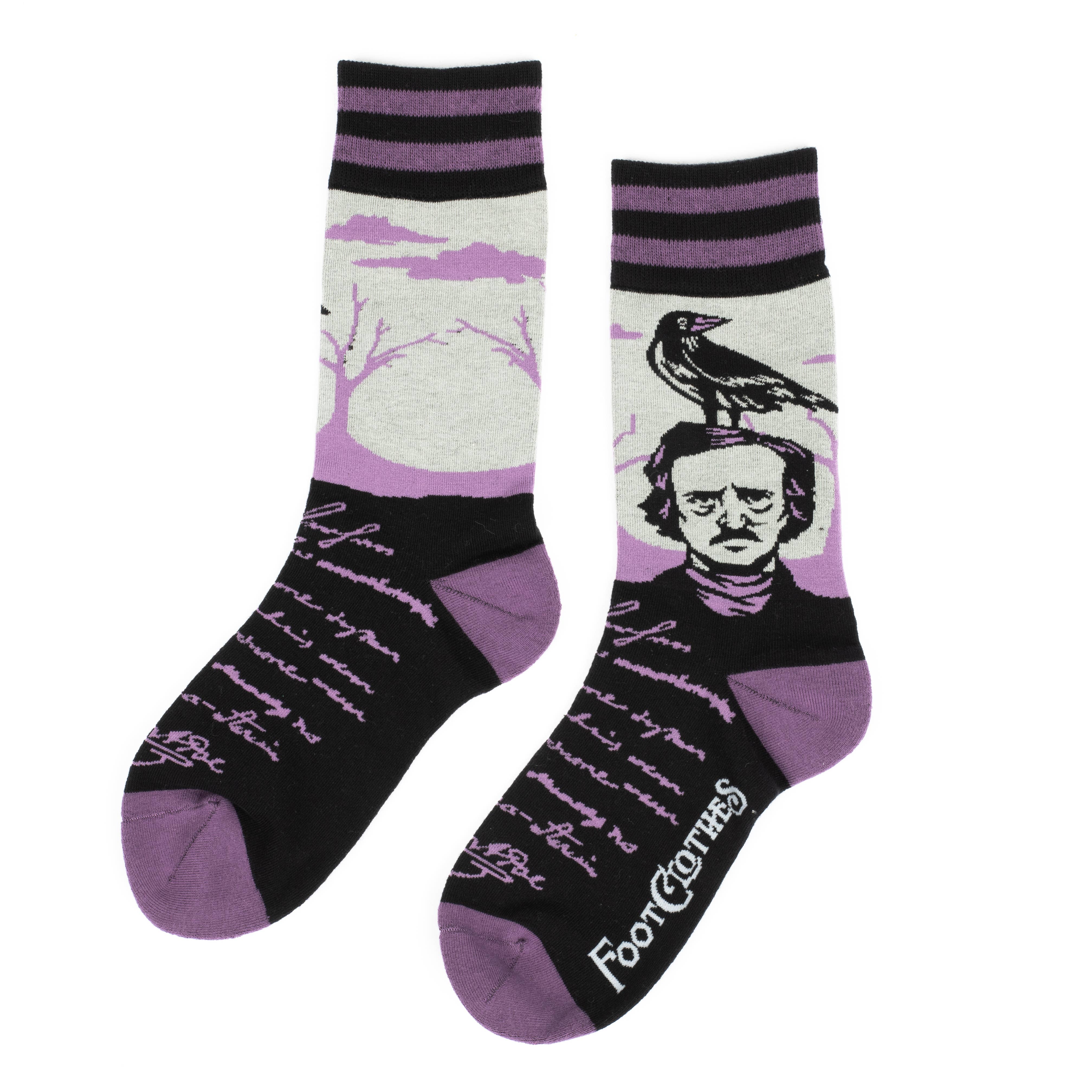 The Raven Crew Socks with Edgar Allen Poe