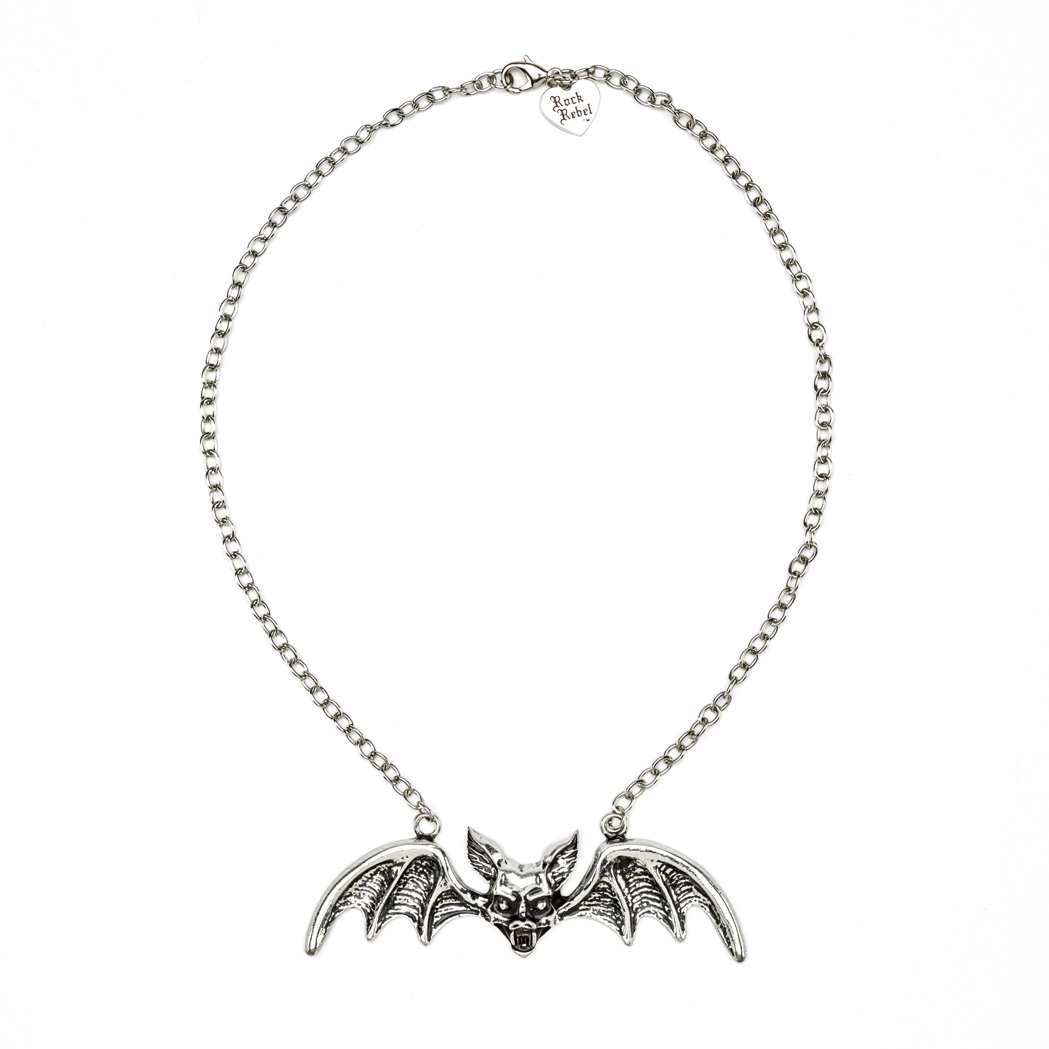 Vampire Bat Pendant Necklace - Antique Silver Plating