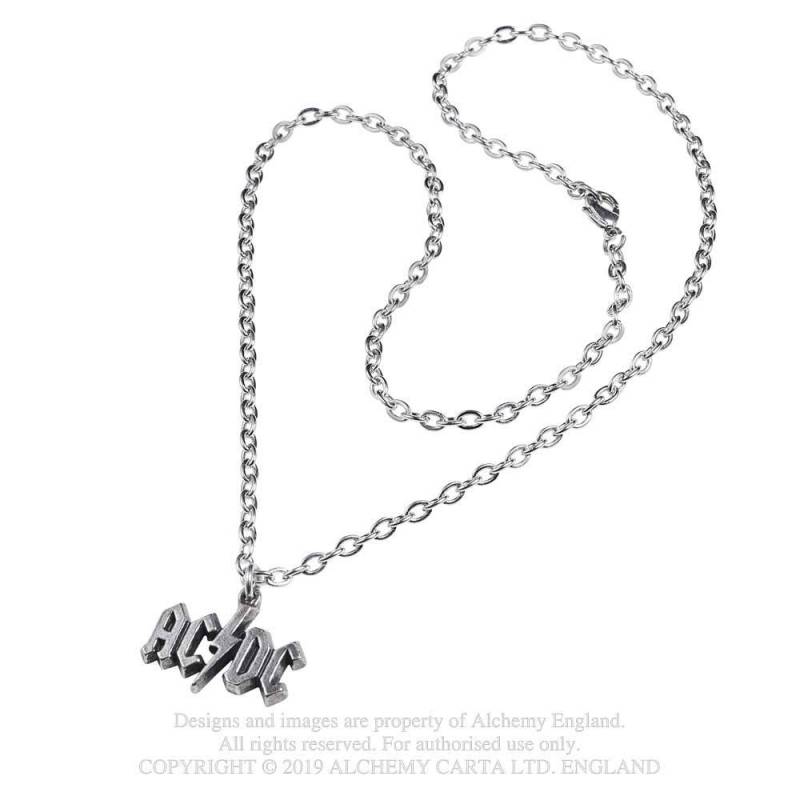 AC/DC Lightning Logo Pendant on 21" Chain Necklace from Alchemy Gothic