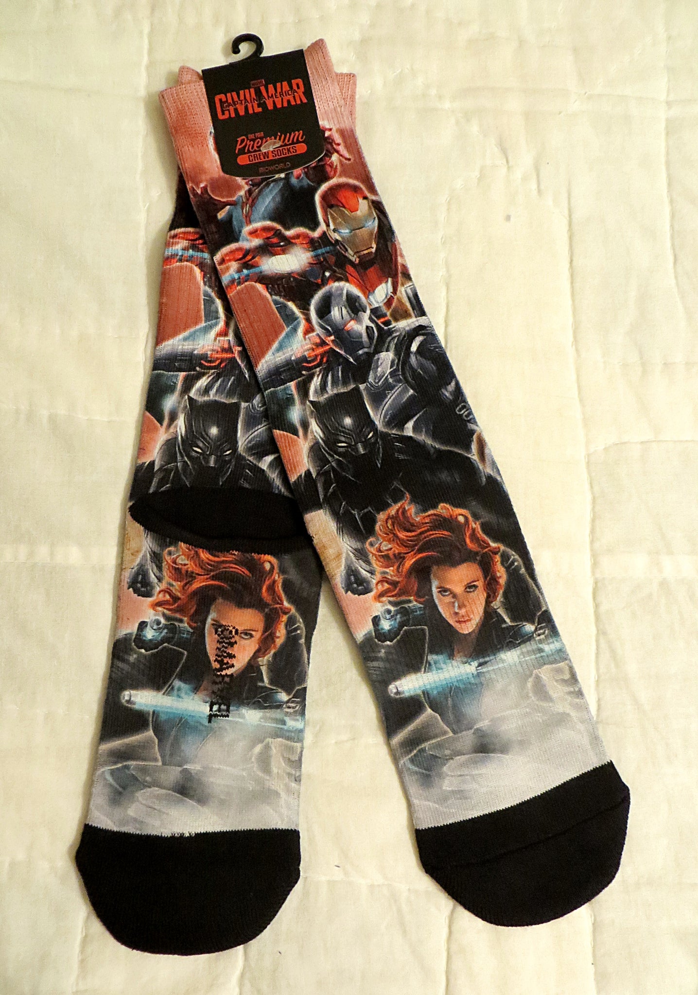Captain America Civil War Sublimated Men's Crew Socks 4 Pair Bundle
