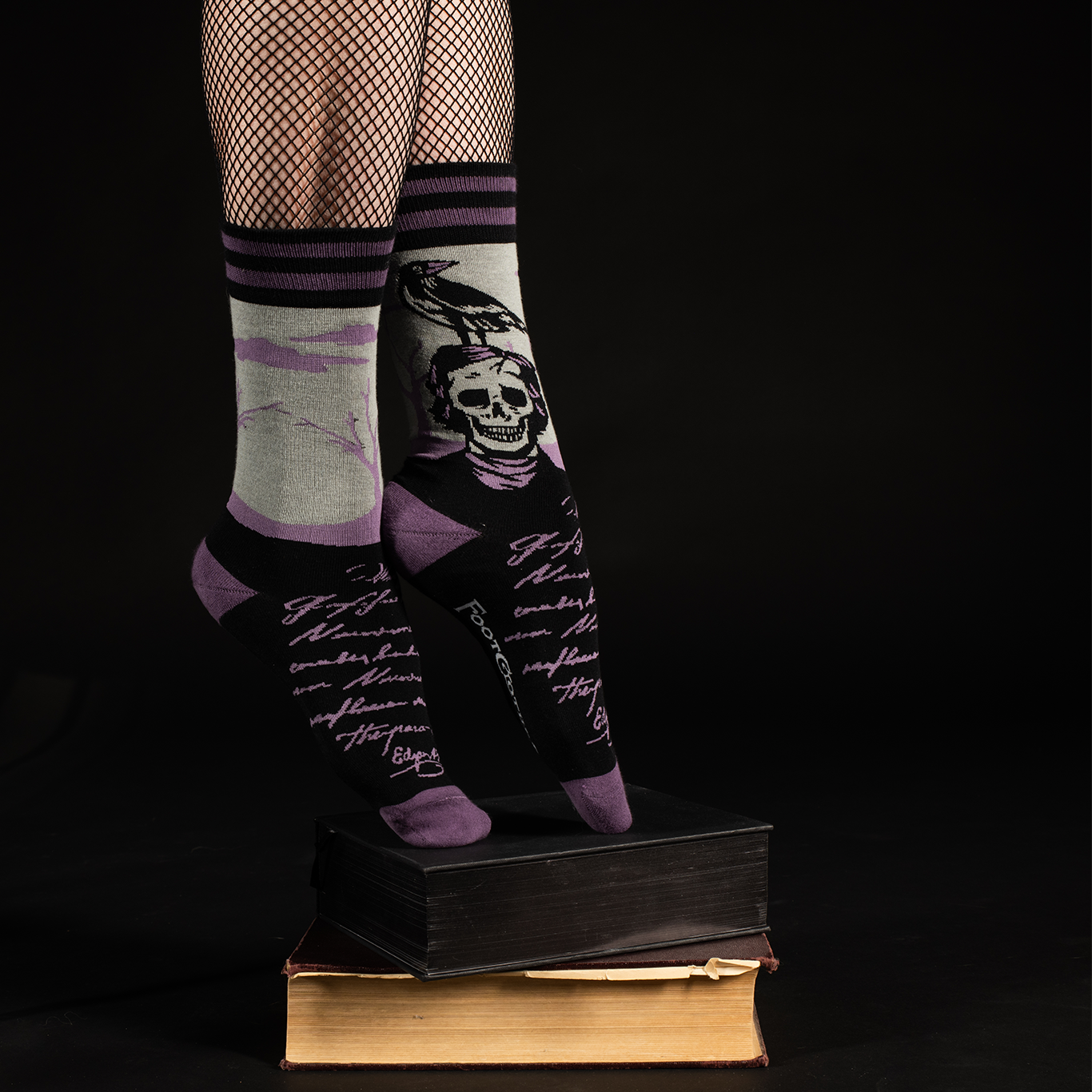 The Raven Crew Socks with Edgar Allen Poe