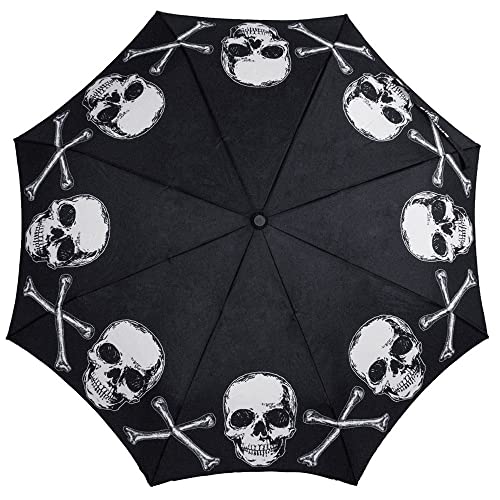 kreepsville 666 Gothic Skull Handle Pirate Skull and Cross Bones Skeleton Umbrella
