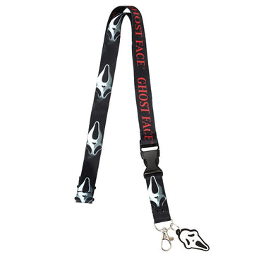 Lanyard with 'Ghost Face' design on a white background.  Official Ghostface merchandise