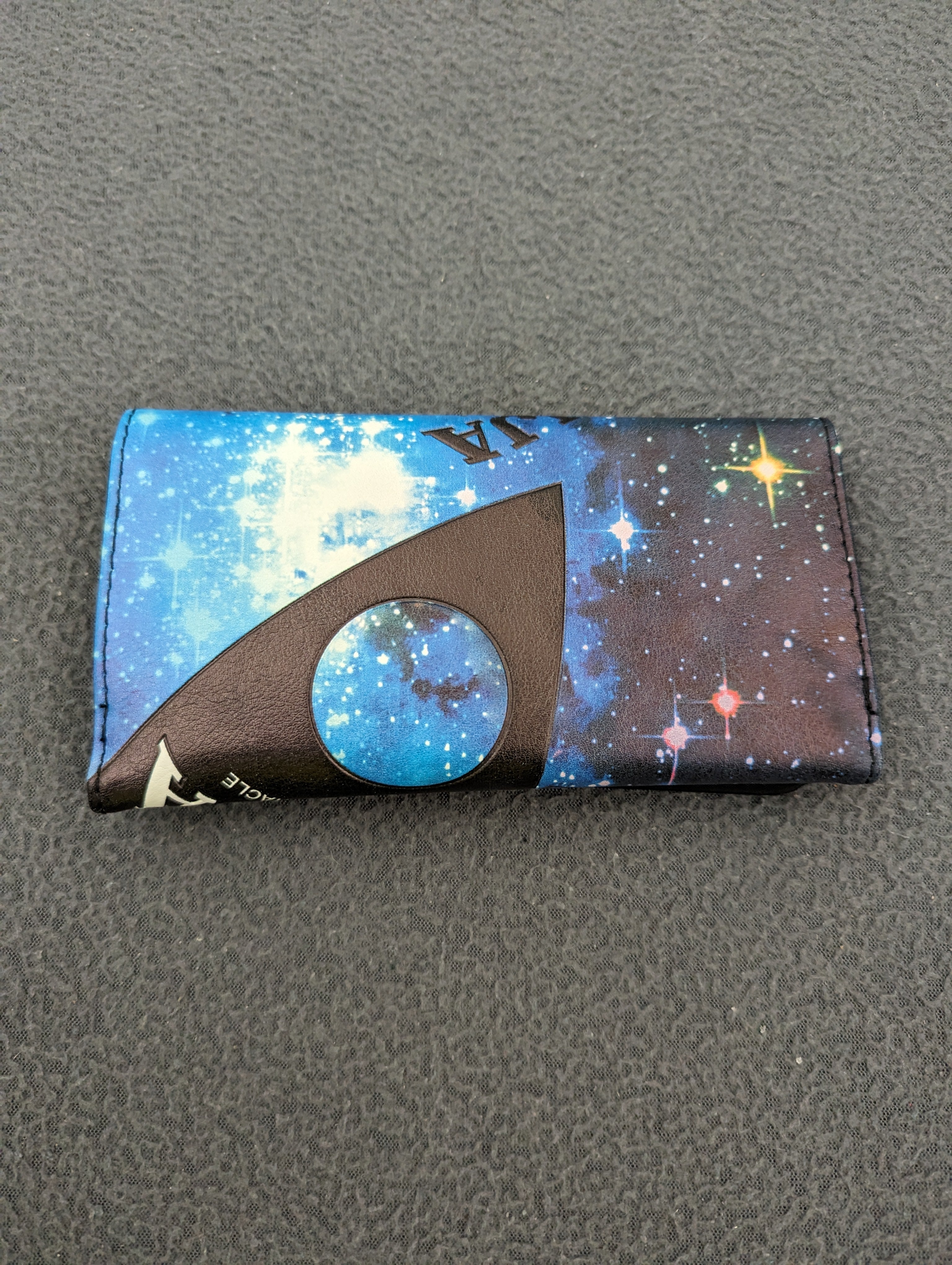 Official Ouija Women's Flap Wallet with Blue Galaxy Space Print