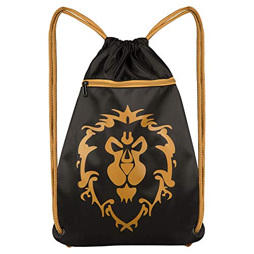 World of Warcraft Alliance Logo Drawstring Backpack by JINX - 19" Loot Bag for Travel and Outdoor