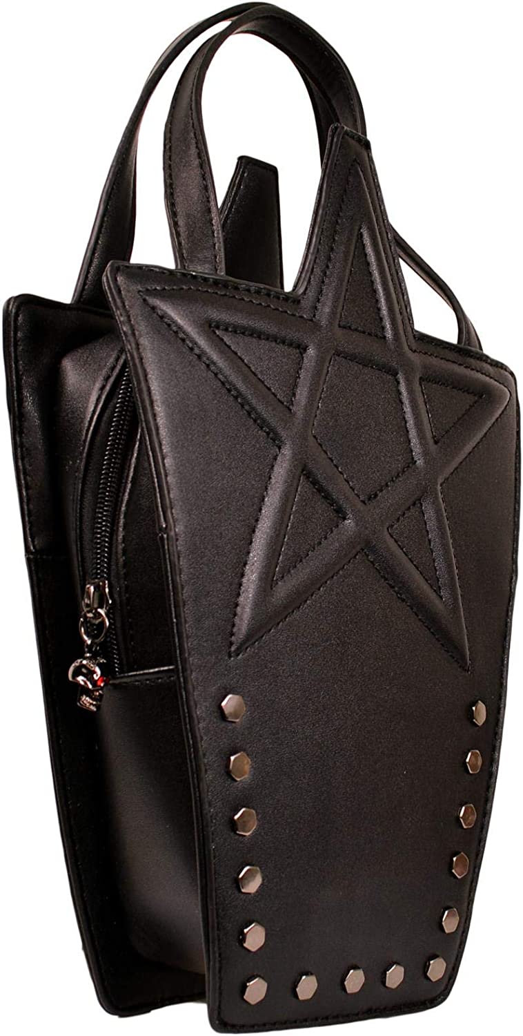Lost Queen Women's Pentagram Black Karma Bag - Wear as Backpack Shoulder Bag or Handbag