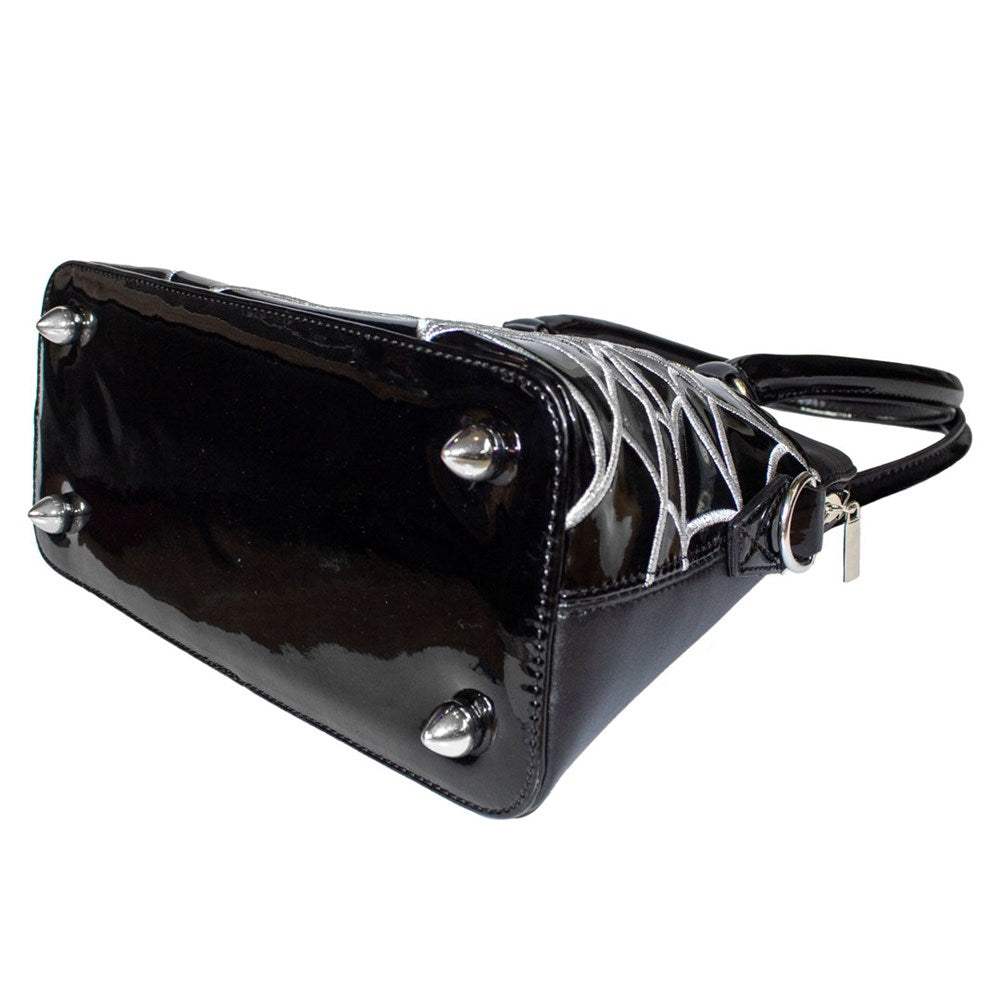 Elvira Women’s Spiderweb Top Handle Handbag Macabre Mobile Silver Edition Purse