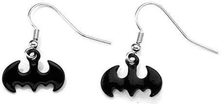 DC Batman Logo Black Dangle Hook Earrings