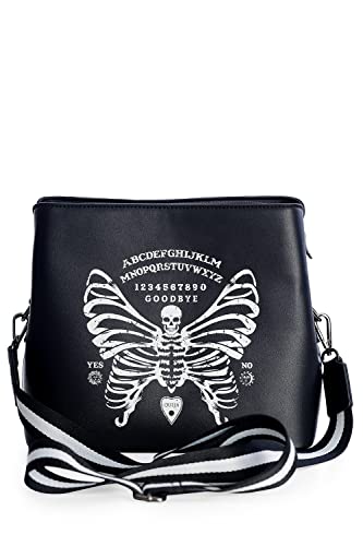 Lost Queen Women's Gothic Skeleton Butterfly Shoulder Bag Ouija Spirit Board Clutch Purse