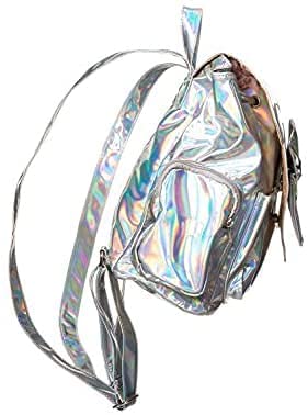 Lost Queen Nyla Iridescent Backpack Heart Bow Ladies Holographic Knapsack Kawaii Rave Bag