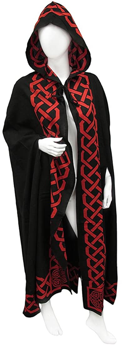 Celtic Dragon Hooded Ritual Cloak Red Lightweight Cotton