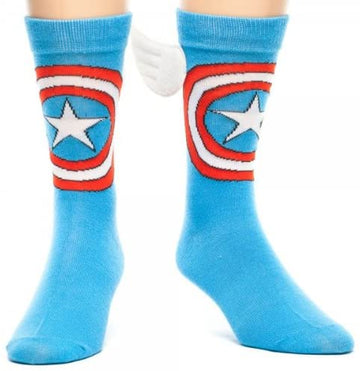 Marvel Comics CAPTAIN AMERICA Logo WINGED CREW SOCKS
