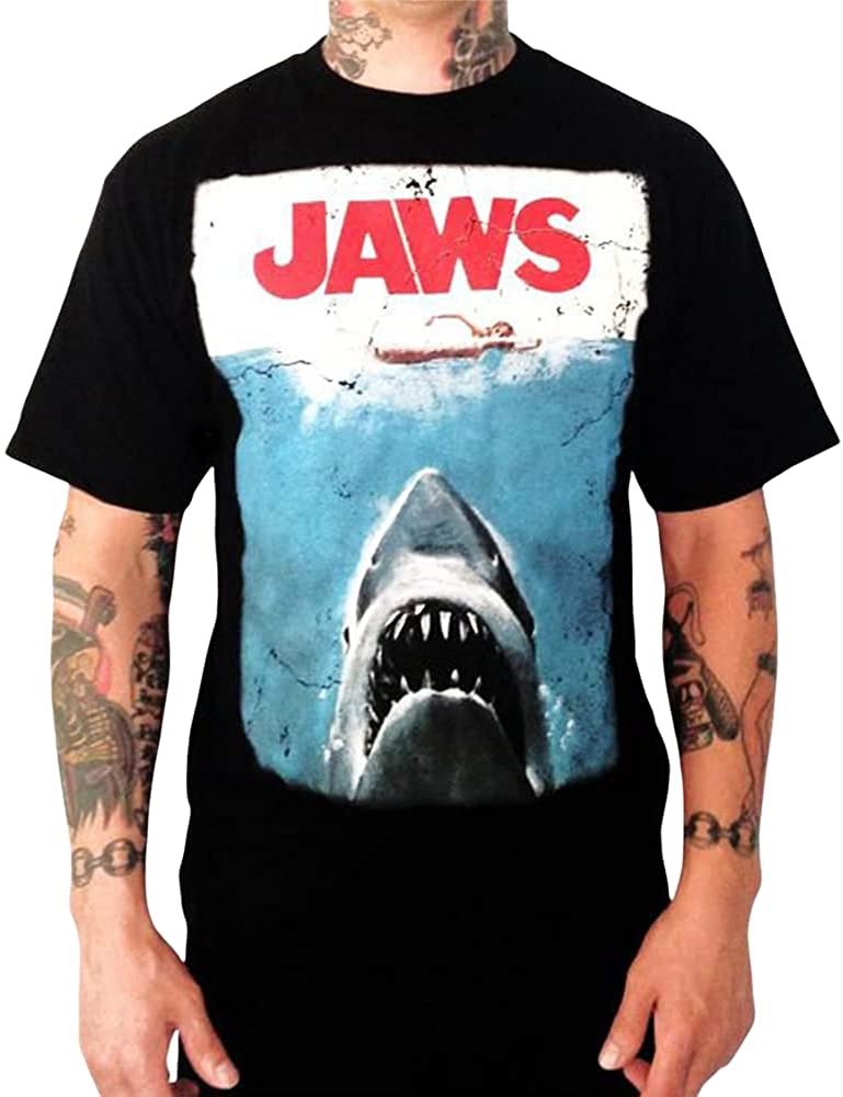 Universal Studios Jaws Men's T-Shirt - Official Distressed Movie Poster Tee