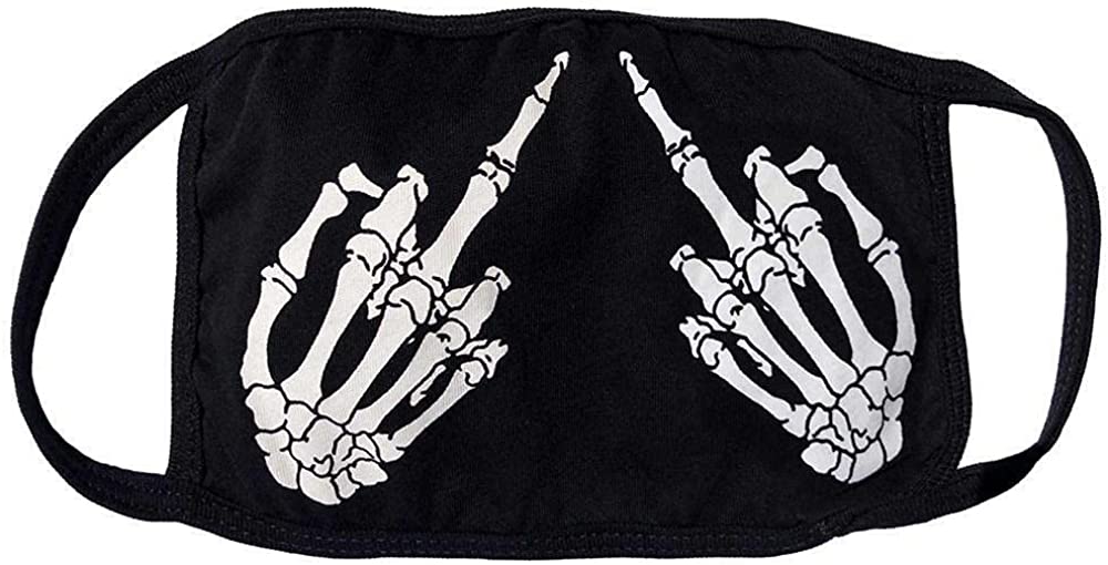 kreepsville 666 Fashion Face Mask Costume Vanity Covering (Skeleton Middle Finger) Black