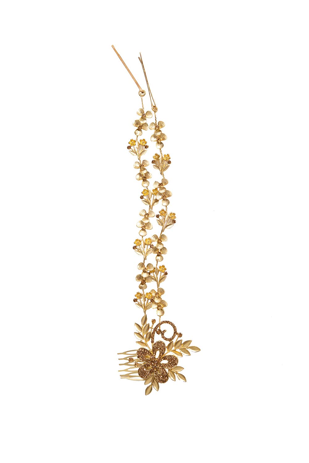 Women's Lustrous Lily Gold Flower Bejeweled 1920's Hair Ornament