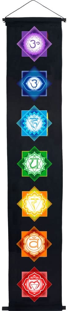 The New Age Source Cotton Color Print Banner Chakras Black Each