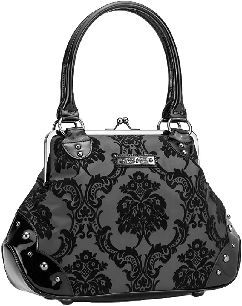 Rock Rebel Mistress Black on Black Victorian Damask Retro Kisslock Purse
