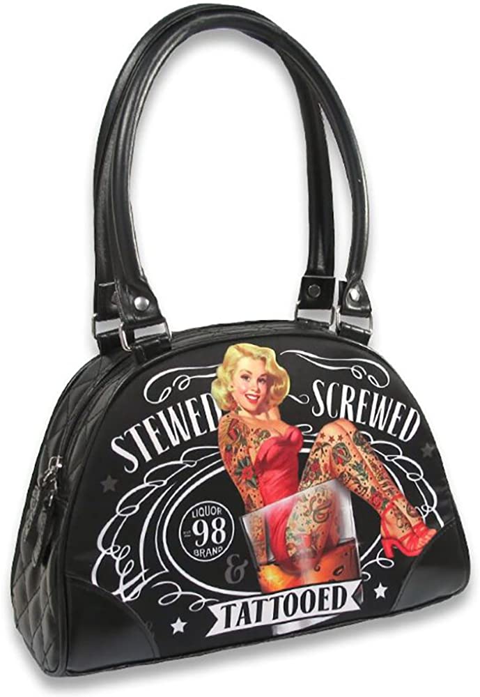 Liquorbrand Small Bowling bag purse"Stewed Screwed Tattooed"