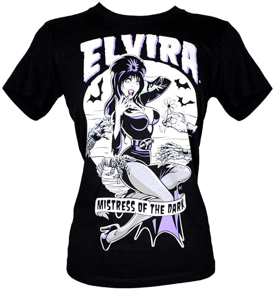 Elvira Mistress of The Dark Women's Shirt Gothic Halloween Horror Punk Pin Up Monster Hands Tee