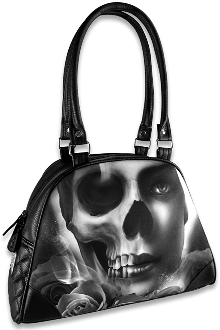 Liquorbrand Faux Leather Bowler Purse Women's Handbag Choose From Dark Goth Retro Tattoo Print Ladies Bag