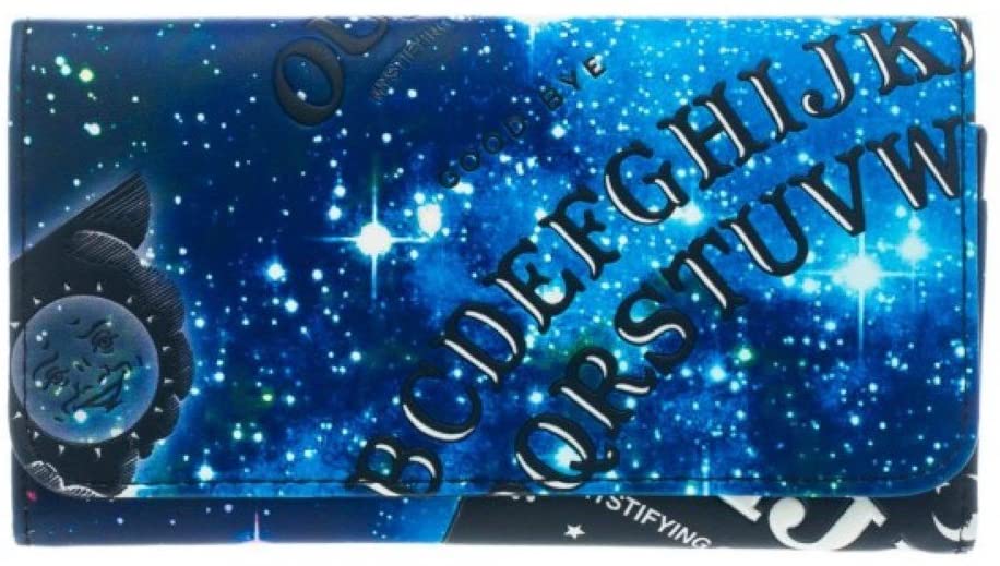Official Ouija Women's Flap Wallet with Blue Galaxy Space Print