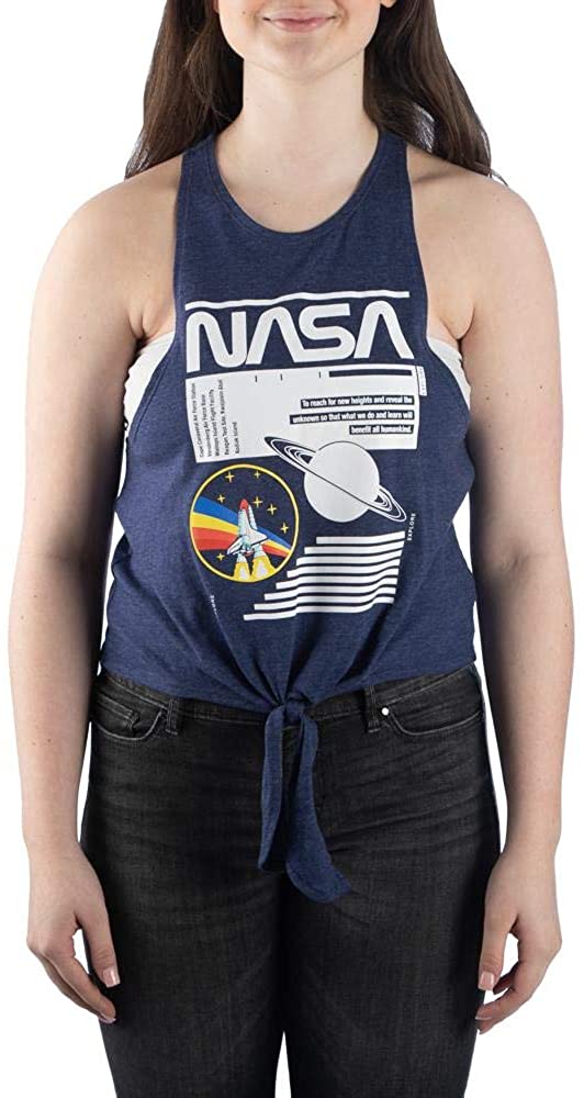 Juniors' NASA Tie-Front Tank Top