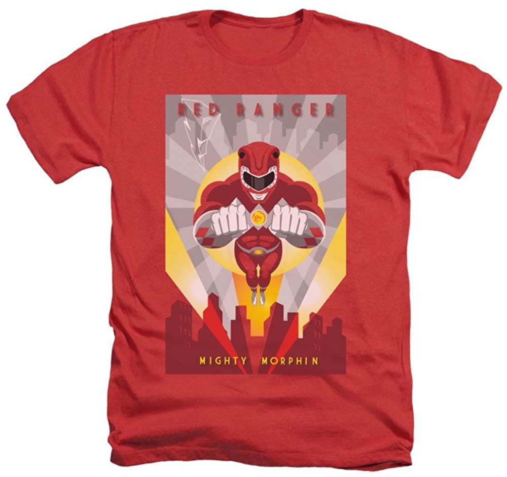 Power Rangers Red Deco Adult Regular Fit Heather T-Shirt