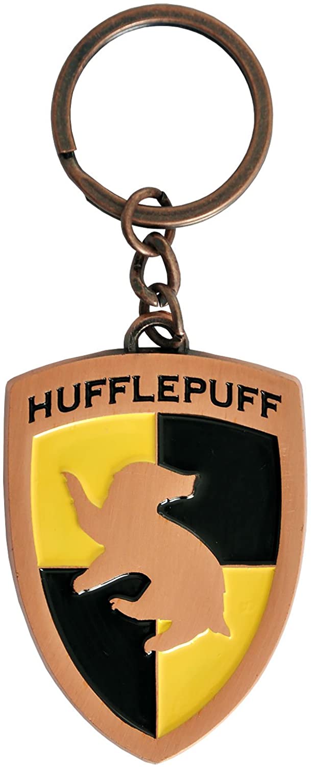 Harry Potter Hufflepuff House Badge Crest Metal Keychain Ring | Multi-Colour