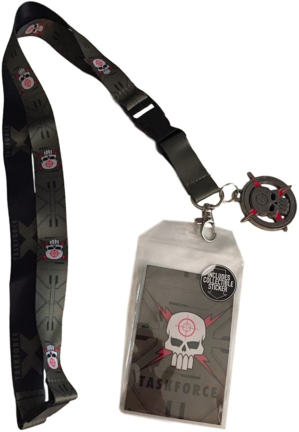 DC Suicide Squad Movie Task Force Lanyard ID Holder W Metal Charm and Sticker
