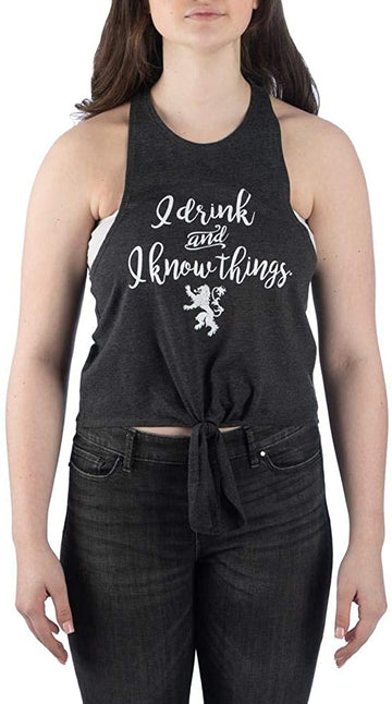 Game of Thrones House Lannister Tyrion Juniors' Tie-Front Tank Top-Medium