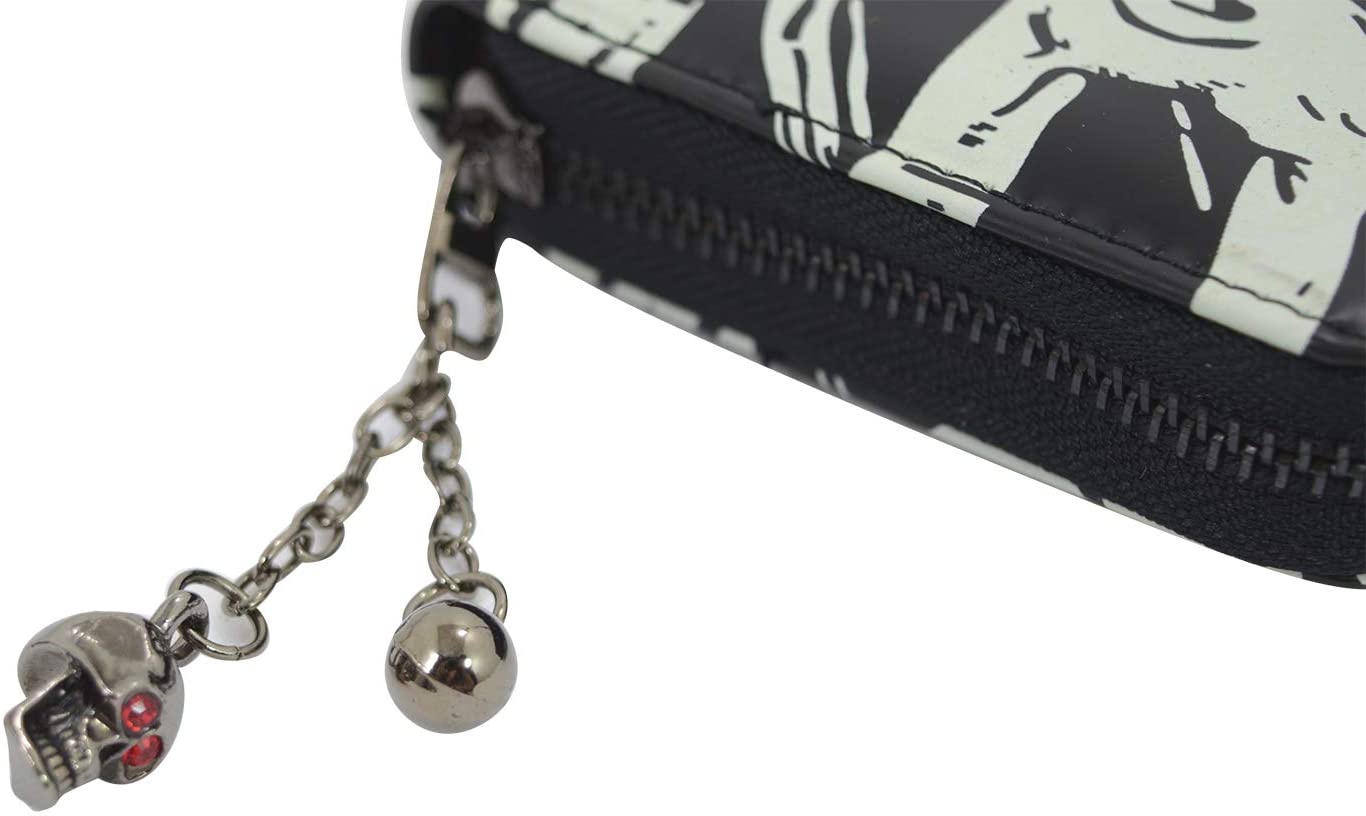 Lost Queen Gothic Skeleton Ribcage Glow in the Dark Zip Around Wallet