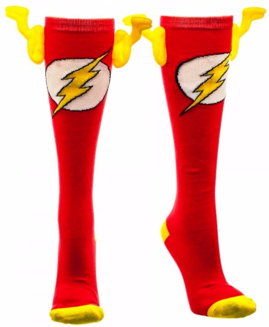 DC Comics The FLASH w/Wings Red Socks with Yellow Flash Logo KNEE HIGH SOCKS
