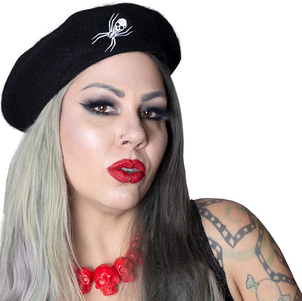 kreepsville 666 Spider Web Beret Hat Black