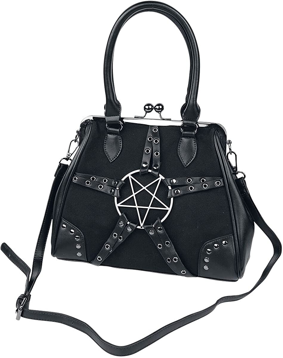 Lost Queen Restrict Penatgram Kiss-Lock Handbag Gothic Punk Bag