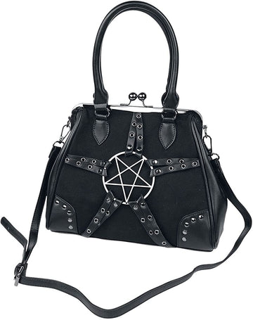 Lost Queen Restrict Penatgram Kiss-Lock Handbag Gothic Punk Bag