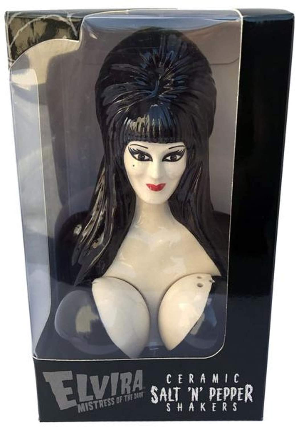 Elvira Salt and Pepper Shakers in Original Packaging.