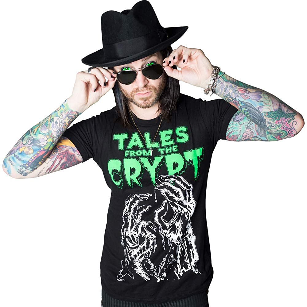 Kreepsville Men's Tales from The Crypt Glow Hands T-Shirt Black