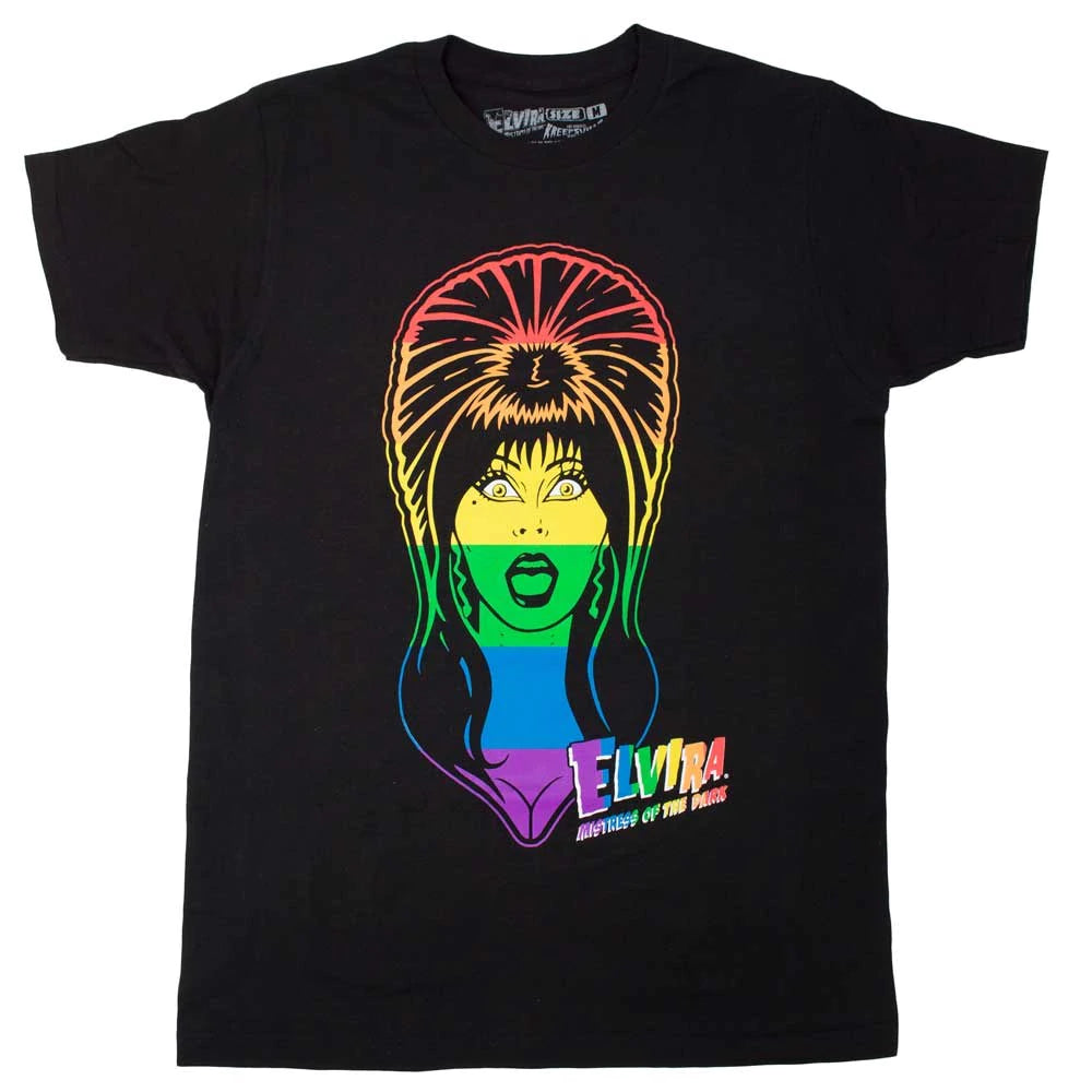 Elvira Pride Rainbow Face T-Shirt Gay Lesbian LGBTQ+ Mistress of The Dark Tee