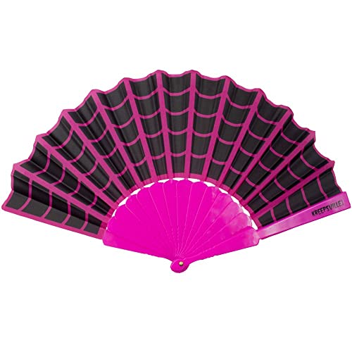 Gothic Scallop Fabric Hand Fan Spiderweb Folding Fan - CHOOSE Gray Pink or Red