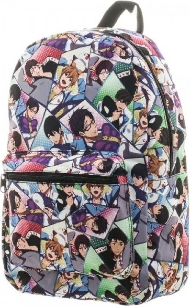 Iwatobi Swim Club with Pets Anime All Over Kids 16" Large School Backpack Bag