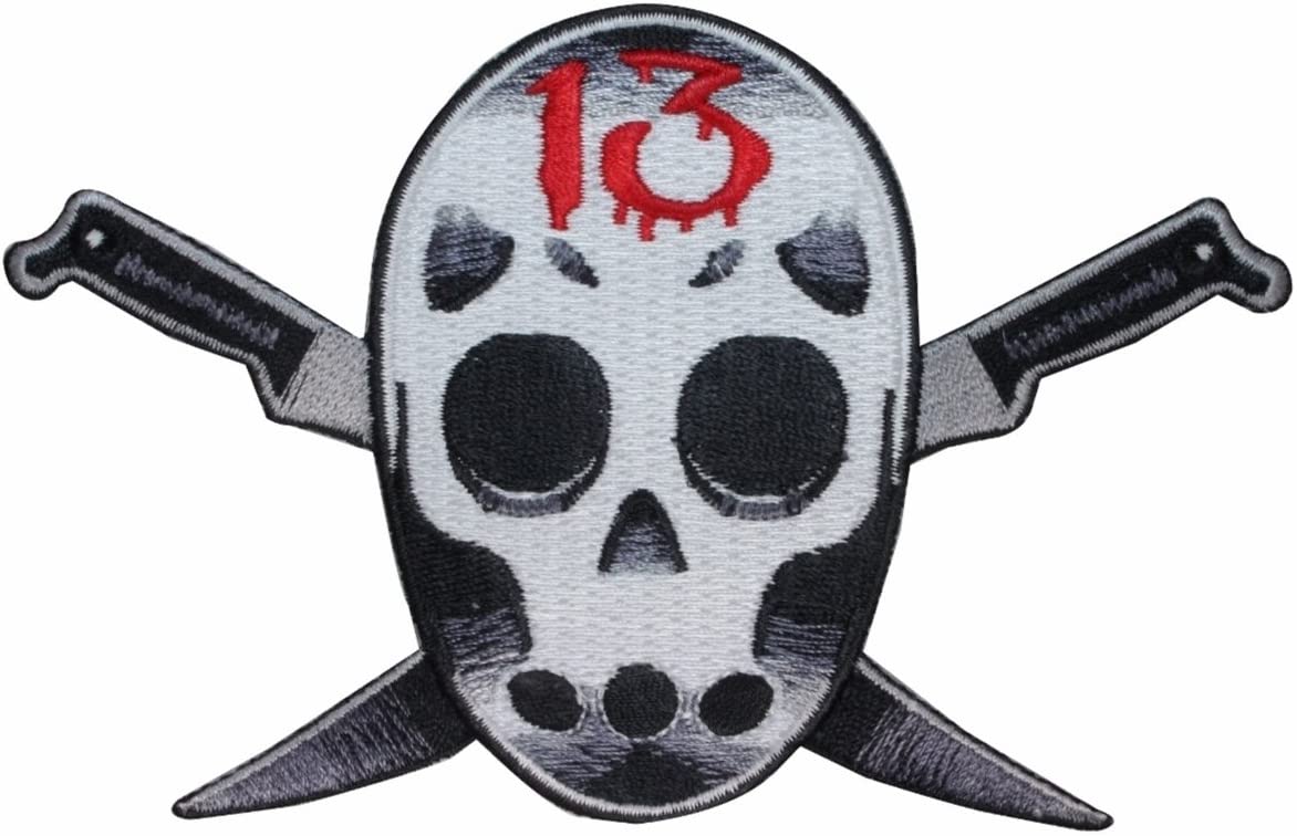 Goalie Hockey Mask Friday 13 Knife Kreepsville Embroidered IronOn Applique Patch