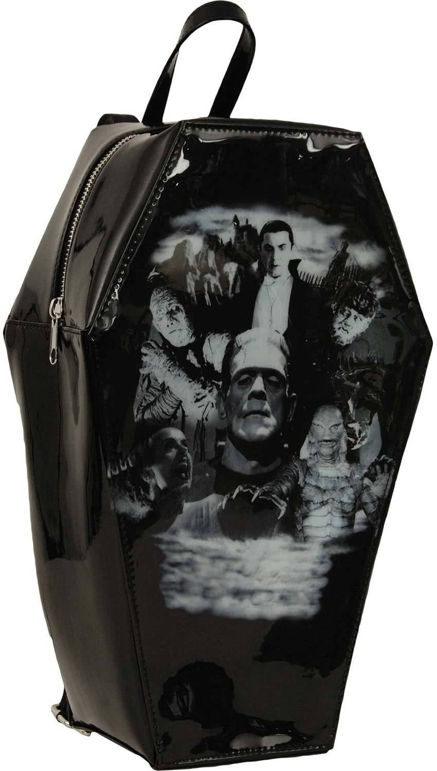Universal Monsters Monster Collage Coffin Backpack by Rock Rebel Backpack Black