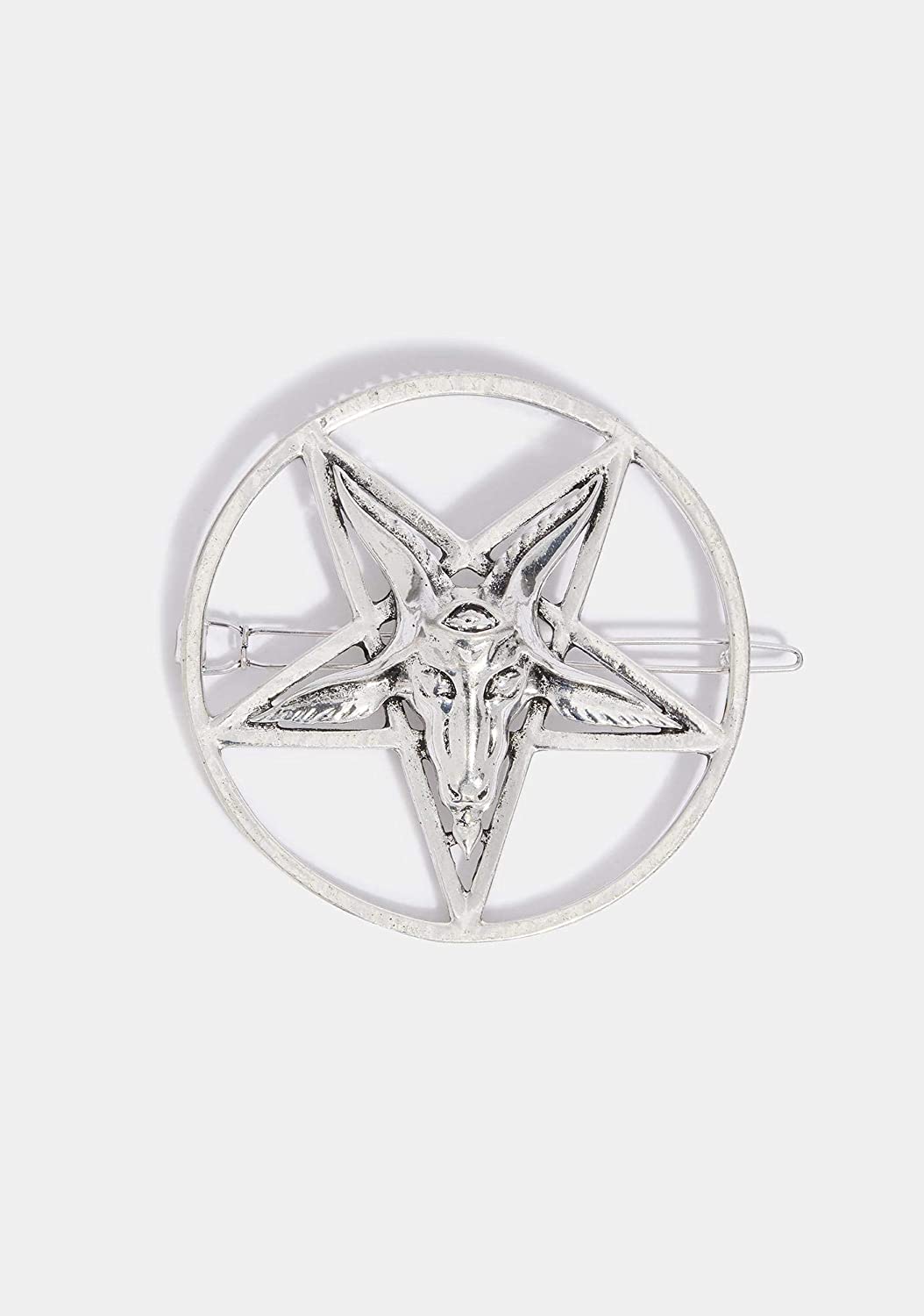 Kreepsville Baphomet Pentagram Round Hair Clip Gothic Horror Accessory