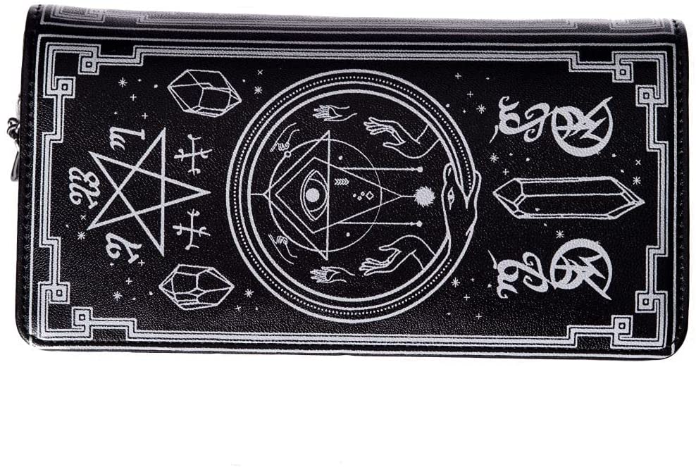 Lost Queen Spellbinder with Cat Pentagram and Occult Symbols Women's Witchy Wallet