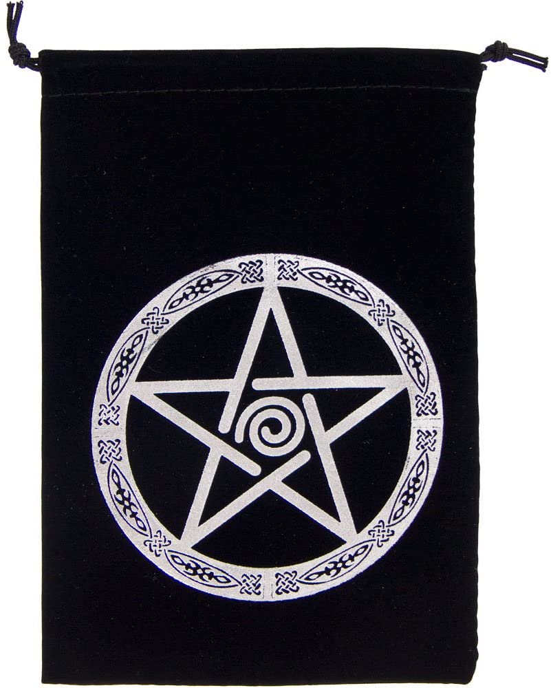Unlined Velvet Bag Embroidered Pentacle Black Wiccan Wicca Pagan