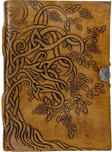 Handmade Genuine Leather Bound Journal 200 Unlined Paper Page Notebook Button Closure