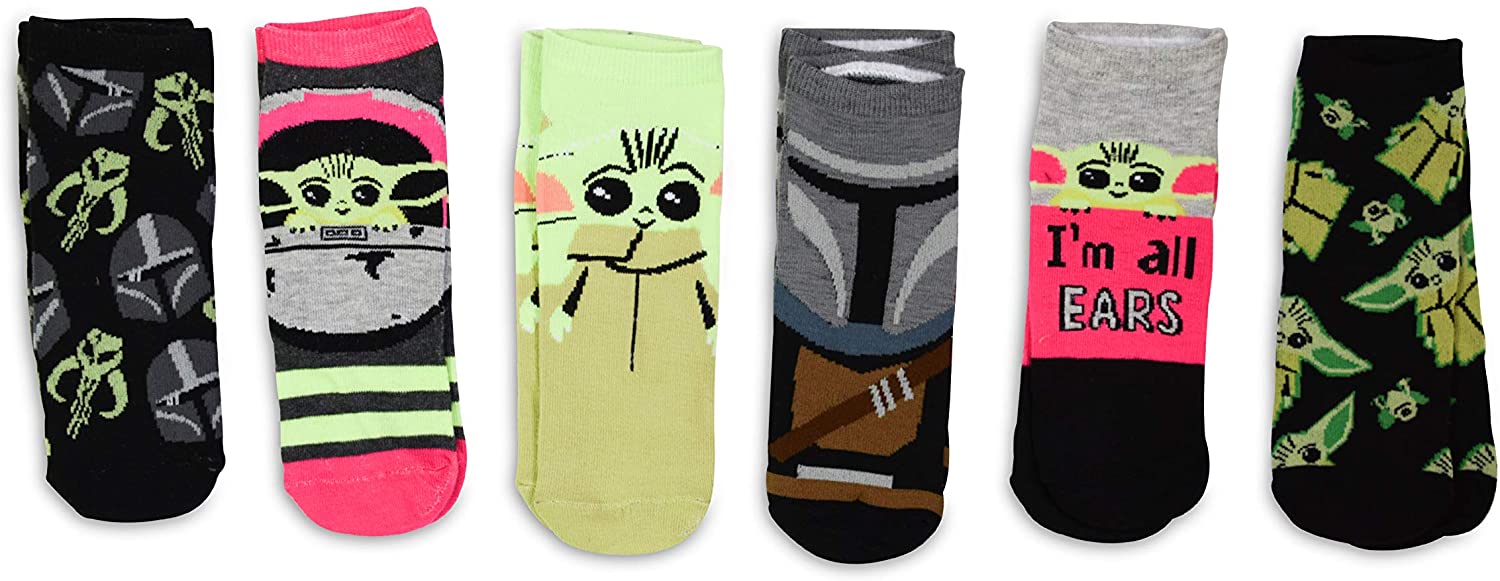 Star Wars The Mandalorian Grogu Baby Yoda Women's Ankle Socks 5 Pair Pack