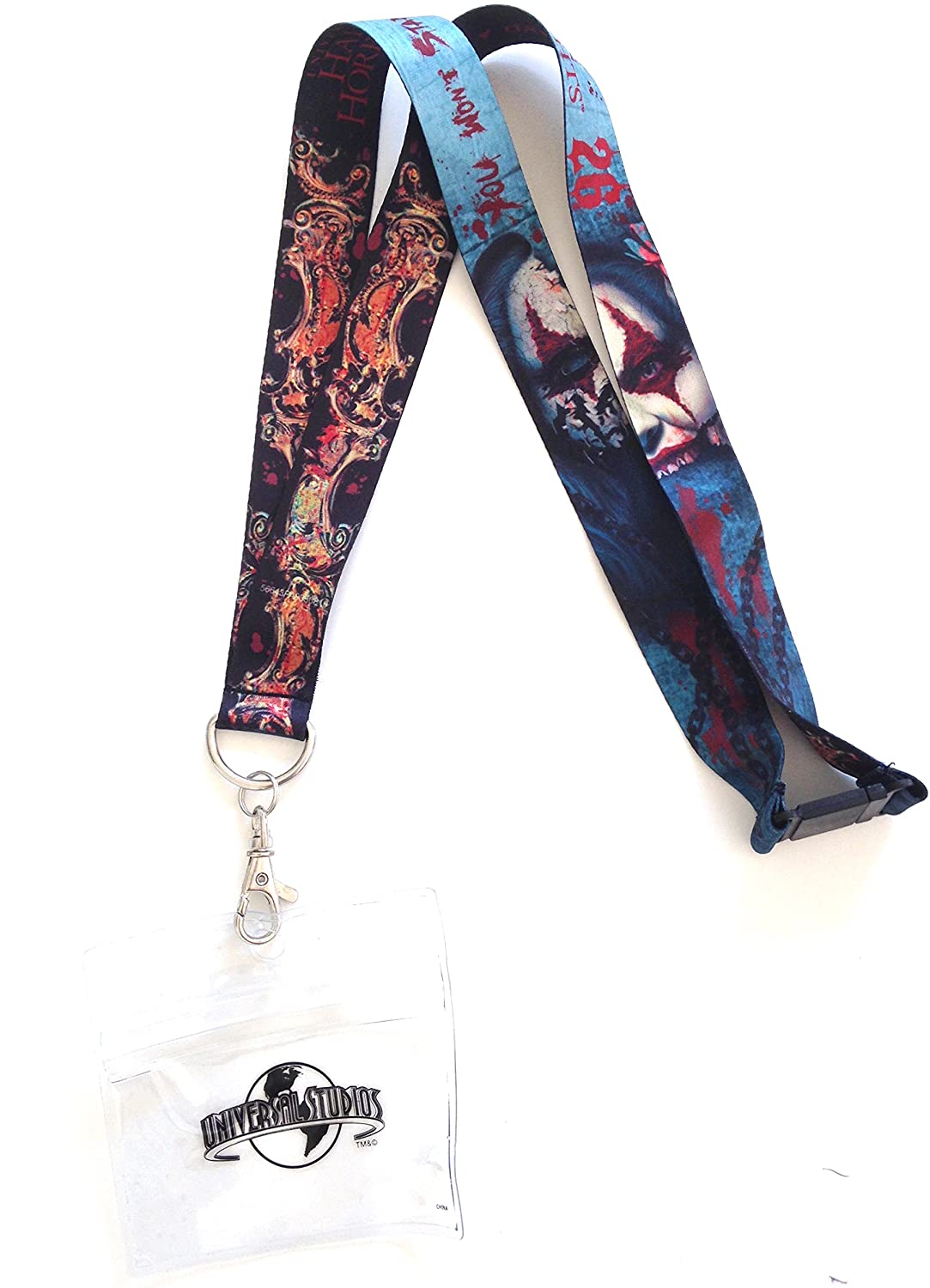 Universal Studios Halloween Horror Nights : 2016 26th Anniversary Chance Clown Neck Lanyard with ID/Badge Sleeve and Key Clip